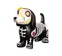 Halloween Animal Statue, Skeleton Dog Cat Figurine, Resin Table Centerpiece, Indoor Outdoor Room Decoration for Porch, Patio, Yard, Bookshelf and Party Displays, Multicolor