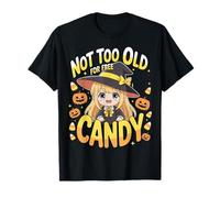 Halloween Anime Strega Carino Non Troppo Vecchio Gratis Candy Girls Maglietta