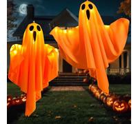 Halloween appeso fantasma, 2 Pezzi Halloween Decorazioni Fantasma, Fantasmi H-alloween Illuminato, Decorazione Lampada F-antasma, Appendere fantasma incandescente, per interni, esterni