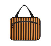 Halloween Arancione Linee nere Hanging kit per il viaggio con gancio, Designer Essentials Kit rasatura per Viaggio Must Haves Hotel Bolsa para guardar maquillaje L