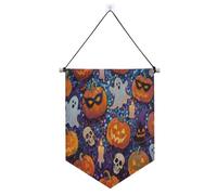 Halloween arancione paillettes zucca appeso banner in tessuto con asta telescopica festa banner decorazione esterna per Festival & giorno speciale suministros para fiesta de a?o nuevo