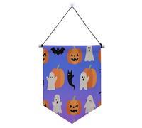 Halloween arancione zucca appeso banner in tessuto con asta telescopica banner display appeso decorazioni per feste per interni, esterni festa suministros para fiesta de a?o nuevo