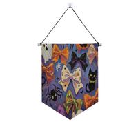 Halloween arancione zucca fiocco appeso banner in tessuto con asta telescopica divertente banner decorazioni da cortile all'aperto per ufficio, scuola, aula, dormitorio, casa suministros para fiesta