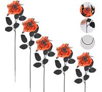 Halloween Artificial Red Roses, with Realistic Spider Decorations with Realistic Spider Decorations for Haunted House Party Living Room and Garden Atmosphere Lightweight and Odorless (5,Orange)