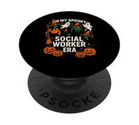 Halloween Assistente sociale Spooky Era Divertimento Donne Sociale Lavoro PopSockets PopGrip Adesivo
