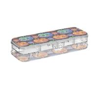 Halloween Astratto Zucca Stained Glass Style Progettato Plastica Matita Box Double Deck Pen Storage Contenitori per forniture artistiche con coperchio a scatto