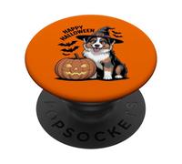 Halloween Australian Shepherd Dog Zucca Strega PopSockets PopGrip Adesivo