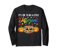 Halloween Autism Pumpkin It's Ok To Be a Little Different Maglia a Manica