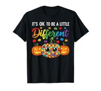 Halloween Autism Pumpkin It's Ok To Be a Little Different Maglietta