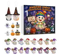 Halloween Avvento 24 scatole a tema fantasma | Calendario 2025-2D per il conto alla rovescia di Halloween, ornamento in acrilico per le vacanze, per ragazzi, ragazze, adulti, albero festa