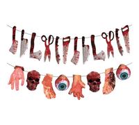 Halloween Backdrop, 2025 Broken Hands and Feet Banner, Horror Flag Scary Design, Realistic Blood Print, Halloween Decorations for Outdoor Fence Door Home Birthday Mall Venue Eaves