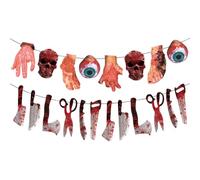 Halloween Backdrop, Halloween Banner, 2025 Scary Bloody Hangable Decoration for Outdoor and Indoor Mall Fence Door Home Spooky Entryway Parties Venues Use, Paper Material