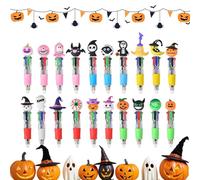 Halloween Ballpoint Pen Set, 20 Cute Ghost Pumpkin Witch Pens, 4-Color Smooth Writing, Quick-Drying Ergonomic Pens for School Office Journaling Studying Teachers Students Holiday Party Stationery