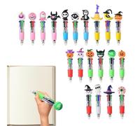 Halloween Ballpoint Pens Set, Ghost Pumpkin Witch Designs, Ergonomic 4-Color Easy-Dry Pens for Students Teachers Office Writing Journaling Party Favors, 3.94x0.98x0.79 inches