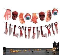 Halloween Banner, 2025 Scary Bloody Backdrop, Horror Hanging Flag, Lightweight Gory Decor, Waterproof Party Sign, Perfect for Shopping Mall, Fence, Home, Birthday, Themed Venues, (Paper)