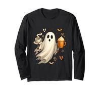 Halloween Barista Ghost Spooky October Coffee Cafe Maglia a Manica