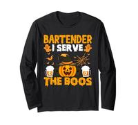 Halloween Bartender I Serve The Boos Divertente per Uomini Donne Maglia a Manica