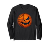Halloween Basketball Pumpkin Spooky Creepy Basketball Player Maglia a Manica