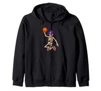 Halloween Basketball Skeleton Teens Spooky Basketball Player Felpa con Cappuccio