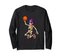 Halloween Basketball Skeleton Teens Spooky Basketball Player Maglia a Manica