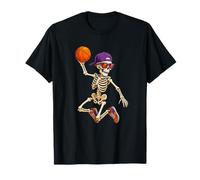 Halloween Basketball Skeleton Teens Spooky Basketball Player Maglietta
