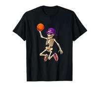 Halloween Basketball Skeleton Teens Spooky Basketball Player Maglietta