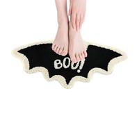 Halloween Bat Door Mat, Outdoor Bat Rug, Soft Absorbent Carpets, Seasonal Gothic Decor, Entryway Carpet for Porch, Bathroom, Bedroom, and Holiday Parties, 31.5x15.75 inches, Black
