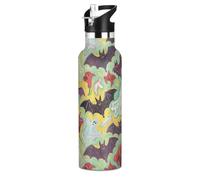 Halloween Bats Red Calla Lily pittura a olio a prova di perdite e senza BPA bottiglie d'acqua con cannucce a prova di perdite, mantiene caldo e freddo per casa/ufficio/viaggi/sport/scuola