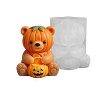 Halloween Bear Silicone Candle Mold 3D Pumpkin Mummy Resin Casting Mold | 3D Halloween bear silicone mold in pumpkin or mummy design, reusable DIY candle and resin casting mold