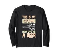 Halloween Bere Divertente Bevitore di Birra Ora Dammi Una Birra Maglia a Manica