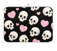Halloween Bianco Teschio Cuore Stuoia Assorbente Scolapiatti stuoia per Cucina Contatore Cucina Stuoie di asciugatura per Piatti Grande 18 x 24