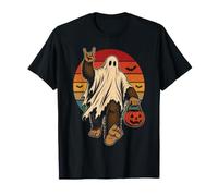 Halloween Bigfoot Ghost Costume Retro Tramonto Sasquatch Maglietta