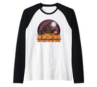 Halloween Bigfoot Qui per Il Boos Divertente Sasquatch Maglia con Maniche Raglan