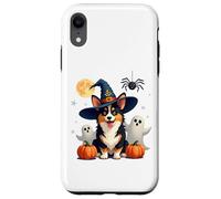 Halloween Black and Tan Corgi Dog, strega, cappello da mago Custodia per iPhone XR