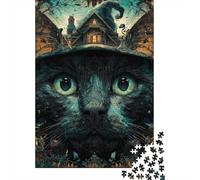 Halloween Black Cat Art Print-2 Jigsaw Puzzle Impossible 1000Pcs Decorazione Per La Casa. Rilassamento E Intelligence Per Adulti E Ragazzi Da 14 Anni 52x38cm/1000pcs
