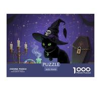 Halloween- Black Cat Puzzle 1000 Pezzi Pet Cat - Gioco Emozionante Serale, Materiale Premium, Ideazione Calma E Creativa - 70x50cm/1000pcs