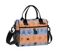 Halloween Black Cat Spider Skull Grande Borsa per il pranzo per bambini con tracolla Borse da pranzo da donna per il lavoro per picnic bolsos para llevar el almuerzo