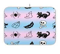 Halloween Black Cat Spider Skull scolapiatti stuoia scolapiatti stuoie per cucina tappetino sotto scolapiatti protezione piano di lavoro resistente al calore xl piatto asciugatura mat 18 x 24