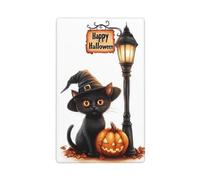 Halloween Black Cat Street Lamp Single Toggle Blank Wall Plate Light Switch Cover Decorativo 1 Gang per Cucina Camera Bagno Dimensioni 11.4x7cm