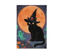 Halloween Black Cats Orange Moon bandiere decorative all'aperto bandiere banner per esterno per la decorazione del patio 28x40 doppia faccia