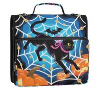 Halloween Black Cats Spider Web 3 anelli 3,8 cm Office Binder Organizer con cinghia Laege Capacità Portfolio portatile adatto per la scuola media