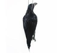 Halloween Black Crows, Realistic Dead Crow Decoy, 16.93 Inches Size Lifelike Pe Figurine, Simulation Bird Ornament for Thanksgiving Display Masquerade Haunted House Garden Yard Porch Patio Decor