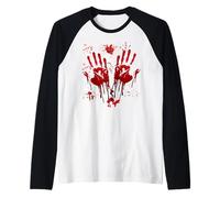 Halloween Bloody Hands Blood Splash Zombie Costume Maglia con Maniche Raglan