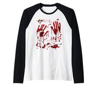 Halloween Bloody Hands Blood Splash Zombie Costume Maglia con Maniche Raglan