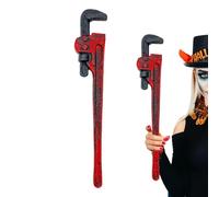 Halloween Bloody Wrench Prop - Realistic Pipe Wrench Toy for Cosplay &