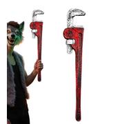 Halloween Bloody Wrench Prop - Realistic Pipe Wrench Toy for Cosplay &