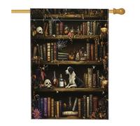 Halloween Blueticks Coonhound Dog Front Yard Linen Vertical House Flags 28x40 Double Face per esterno, Scary Witchy Magic Books Puppy Home Print Flag, Pet Home Outdoor Pattern Flag