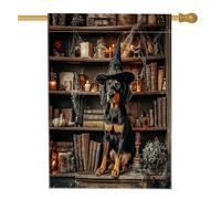 Halloween Blueticks Coonhound Dog House Flag 71,1 x 101,2 cm Double Face per esterni Decorativa, Scary Witchy Magic Books Puppy FrontYard Linen Home Flag, Pet Outdoor Small BackYard Prato Bandiera