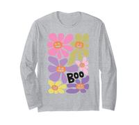 Halloween Boho Flower Boo Smiling Pumpkins Theme Maglia a Manica