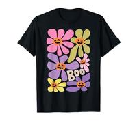 Halloween Boho Flower Boo Smiling Pumpkins Theme Maglietta